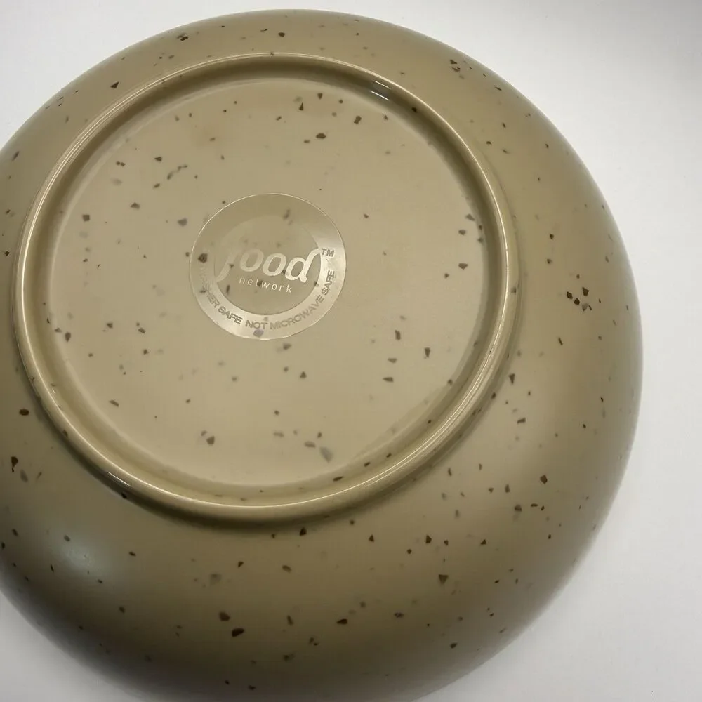 Food Network Set of 6 Melamine Dinner Cereal Bowls Beige with Brown Border